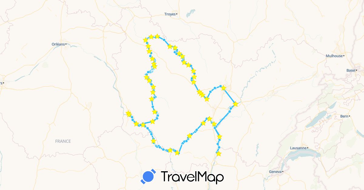 TravelMap itinerary: driving, boat in France (Europe)